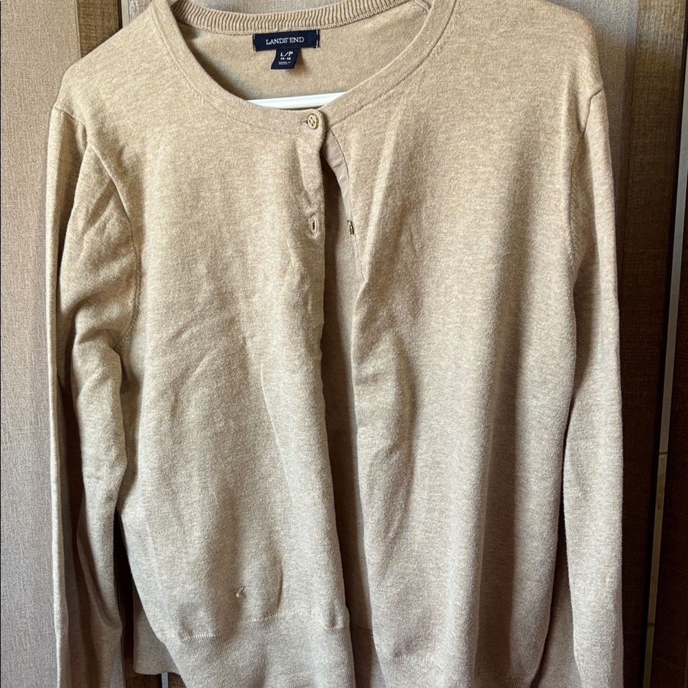 FINAL MARKDOWN Lands' End Light Tan Cardigan lp